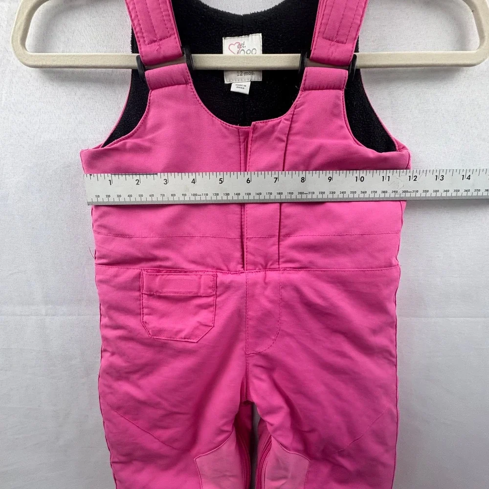 The Childrens Place Pink Snow Bib Overalls 12mo. Insulated Winter Warm Cozy Play